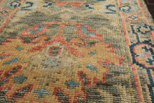 Runner Moss, Gold, Blush Color Hand Knotted Oushak Wool Traditional Oriental Rug