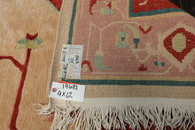 9x12 Ivory, Rose, Burnt Orange Color Hand Knotted Tibetan Wool Arts & Crafts  Oriental Rug