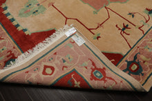 9x12 Ivory, Rose, Burnt Orange Color Hand Knotted Tibetan Wool Arts & Crafts  Oriental Rug