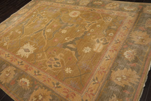 8x10 Mustard, Taupe, Ivory Color Hand Knotted Tibetan Wool Traditional Oriental Rug