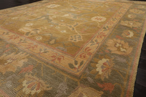 8x10 Mustard, Taupe, Ivory Color Hand Knotted Tibetan Wool Traditional Oriental Rug