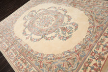 8x10 Ivory, Tan, Rose Color Hand Knotted French Aubusson Savonnerie Wool Traditional  Oriental Rug