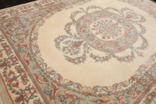 8x10 Ivory, Tan, Rose Color Hand Knotted French Aubusson Savonnerie Wool Traditional  Oriental Rug