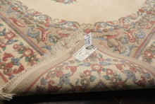 8x10 Ivory, Tan, Rose Color Hand Knotted French Aubusson Savonnerie Wool Traditional  Oriental Rug