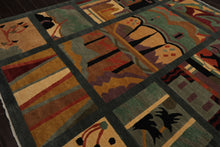 8x10 Teal, Peach, Gold Color Hand Knotted Tibetan Wool Arts & Crafts  Oriental Rug