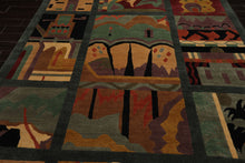 8x10 Teal, Peach, Gold Color Hand Knotted Tibetan Wool Arts & Crafts  Oriental Rug