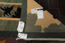 8x10 Teal, Peach, Gold Color Hand Knotted Tibetan Wool Arts & Crafts  Oriental Rug