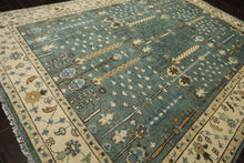 10x14 Celadon, Ivory, Brown Color Hand Knotted Oushak Wool Traditional Oriental Rug