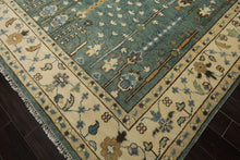 10x14 Celadon, Ivory, Brown Color Hand Knotted Oushak Wool Traditional Oriental Rug