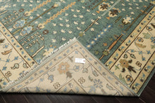 10x14 Celadon, Ivory, Brown Color Hand Knotted Oushak Wool Traditional Oriental Rug