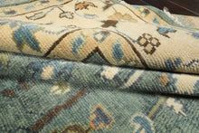 10x14 Celadon, Ivory, Brown Color Hand Knotted Oushak Wool Traditional Oriental Rug