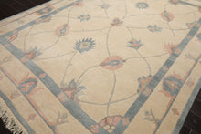 8x10 Ivory, Blue, Rose Color Hand Knotted Tibetan Wool Arts & Crafts  Oriental Rug
