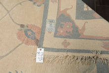 8x10 Ivory, Blue, Rose Color Hand Knotted Tibetan Wool Arts & Crafts  Oriental Rug