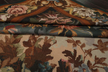 9x12 Teal, Aqua, Ivory Color Hand Woven Aubusson Needlepoint  Wool Traditional Oriental Rug