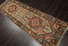 Runner Mint, Green, Aqua Color Hand Knotted Oushak Wool Traditional Oriental Rug