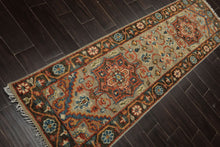 Runner Mint, Green, Aqua Color Hand Knotted Oushak Wool Traditional Oriental Rug
