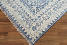 Multi Size Blue, Cream Color Hand Knotted Transitional 100% Wool Oriental Area Rug - Oriental Rug Of Houston