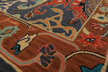 Multi Size Hand Tufted Wool Blue, Caramel Handmade Boho Arts & Crafts Plush Pile Rug