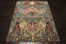 Multi Size Muted Teal Green Ivory Color Hand Tufted Handmade Boho Wool Arts & Crafts Oriental Rug