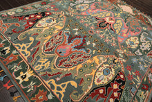 Multi Size Muted Teal Green Ivory Color Hand Tufted Handmade Boho Wool Arts & Crafts Oriental Rug