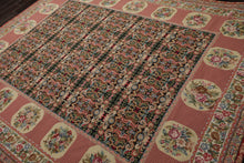 8x10 Black, Rose, Ivory Color Hand Woven Aubusson Needlepoint  Wool Traditional Oriental Rug