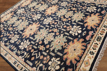 Multi Sizes Navy, Beige Color Hand Knotted Transitional 100% Wool Oriental Area Rug - Oriental Rug Of Houston