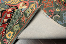 Multi Size Muted Teal Green Ivory Color Hand Tufted Handmade Boho Wool Arts & Crafts Oriental Rug