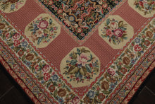 8x10 Black, Rose, Ivory Color Hand Woven Aubusson Needlepoint  Wool Traditional Oriental Rug
