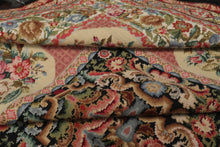 8x10 Black, Rose, Ivory Color Hand Woven Aubusson Needlepoint  Wool Traditional Oriental Rug