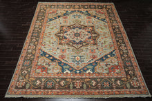 11'8''x15 Hand Knotted Wool Green Brown Oushak Southwestern Rug