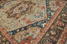 11'8''x15 Hand Knotted Wool Green Brown Oushak Southwestern Rug