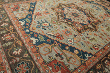 11'8''x15 Hand Knotted Wool Green Brown Oushak Southwestern Rug