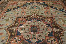 11'8''x15 Hand Knotted Wool Green Brown Oushak Southwestern Rug