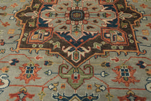 11'8''x15 Hand Knotted Wool Green Brown Oushak Southwestern Rug