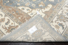 9'11''x14 Hand Knotted Wool Slate Ivory Oushak All-Over Floral Lattice Heriz Rug