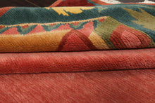 8x10 Rose, Turqoise, Gold Color Hand Knotted Tibetan Wool Art Deco Oriental Rug
