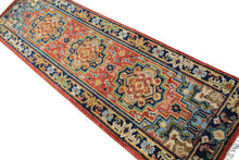 2'6''x8'1'' Runner Hand Knotted Wool Rose,Navy Oushak Traditional Rug
