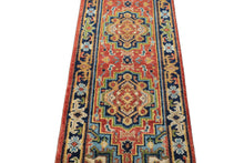 2'6''x8'1'' Runner Hand Knotted Wool Rose,Navy Oushak Traditional Rug