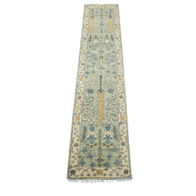 2'5''x12 Runner Hand Knotted Wool Mint,Ivory Tree of Life Oushak Traditional Rug