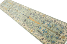 2'5''x12 Runner Hand Knotted Wool Mint,Ivory Tree of Life Oushak Traditional Rug