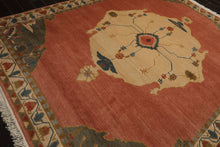 8x10 Rose, Ivory, Gray Color Hand Knotted Tibetan  Wool Traditional Oriental Rug
