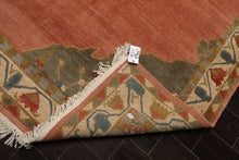 8x10 Rose, Ivory, Gray Color Hand Knotted Tibetan  Wool Traditional Oriental Rug