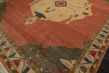8x10 Rose, Ivory, Gray Color Hand Knotted Tibetan  Wool Traditional Oriental Rug