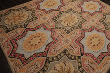 8x10 Sage, Gold, Pink Color Hand Woven Aubusson Needlepoint  Wool Traditional Oriental Rug