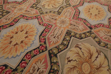 8x10 Sage, Gold, Pink Color Hand Woven Aubusson Needlepoint  Wool Traditional Oriental Rug