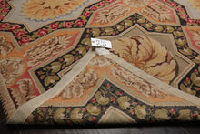 8x10 Sage, Gold, Pink Color Hand Woven Aubusson Needlepoint  Wool Traditional Oriental Rug