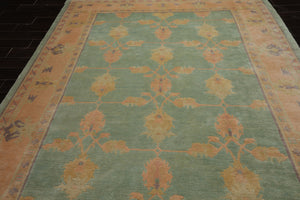8x10 Aqua, Rose, Lavender Color Hand Knotted Tibetan Wool Arts & Crafts  Oriental Rug