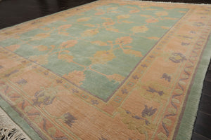 8x10 Aqua, Rose, Lavender Color Hand Knotted Tibetan Wool Arts & Crafts  Oriental Rug