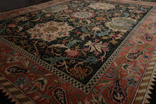 8x10 Black, Rose, Blue Color Hand Knotted French Aubusson Savonnerie New Zealand Wool Traditional  Oriental Rug