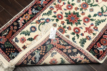 3x5 Ivory, Midnight Blue, Green Color Hand Knotted Indo Kashan Wool Traditional Oriental Rug